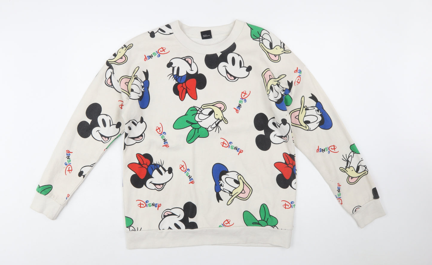Disney Womens Beige Graphic Print Pullover Sweatshirt M 12-14
