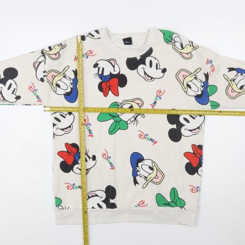 Disney Womens Beige Graphic Print Pullover Sweatshirt M 12-14
