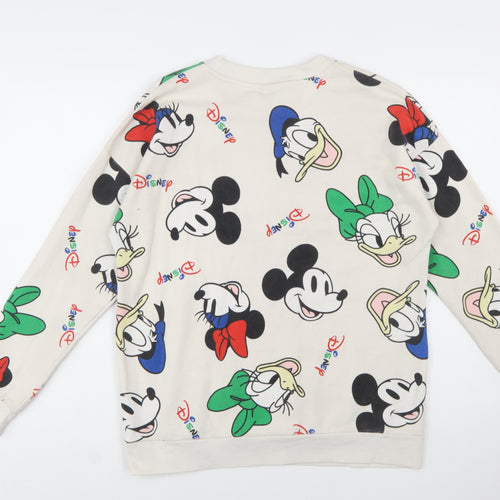 Disney Womens Beige Graphic Print Pullover Sweatshirt M 12-14