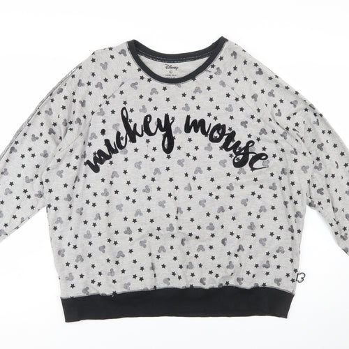 Disney Women Grey Mickey Mouse Star Print Sweatshirt XL