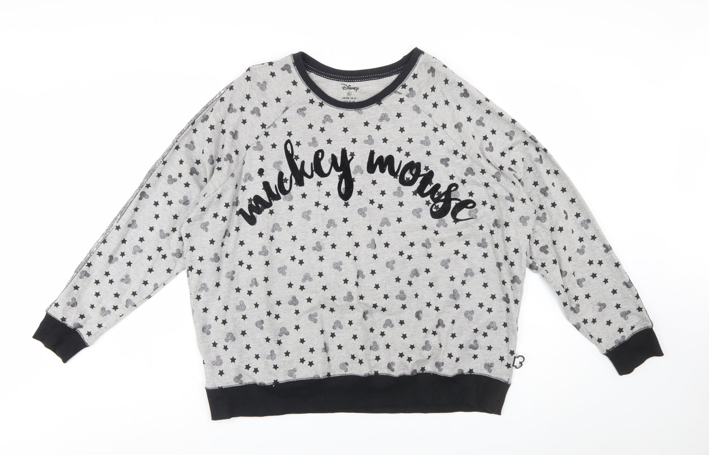 Disney Women Grey Mickey Mouse Star Print Sweatshirt XL