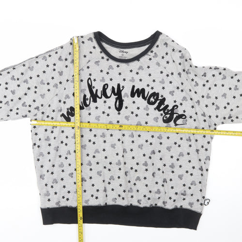 Disney Women Grey Mickey Mouse Star Print Sweatshirt XL