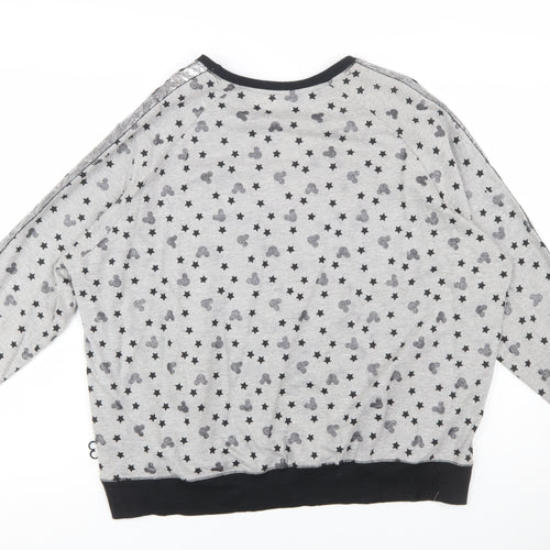 Disney Women Grey Mickey Mouse Star Print Sweatshirt XL