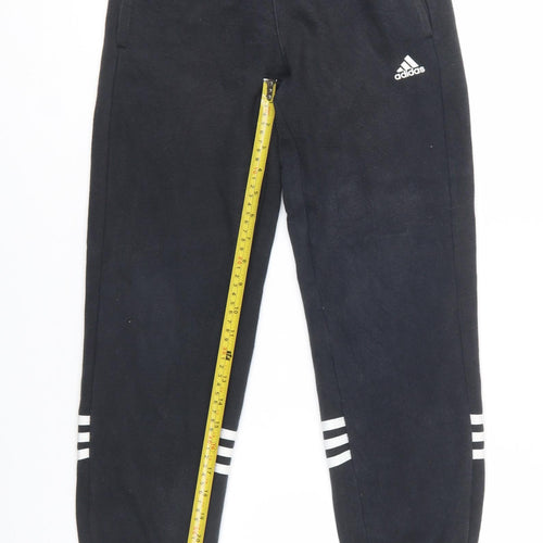 Adidas Boys Black Jogger Trousers 9-10 Years Cotton Fleece Sportswear