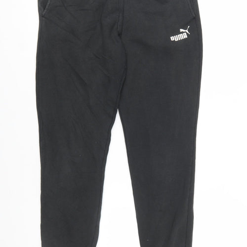 Puma Womens Black Jogger Trousers Size 10 Elastic Waist Cotton Blend