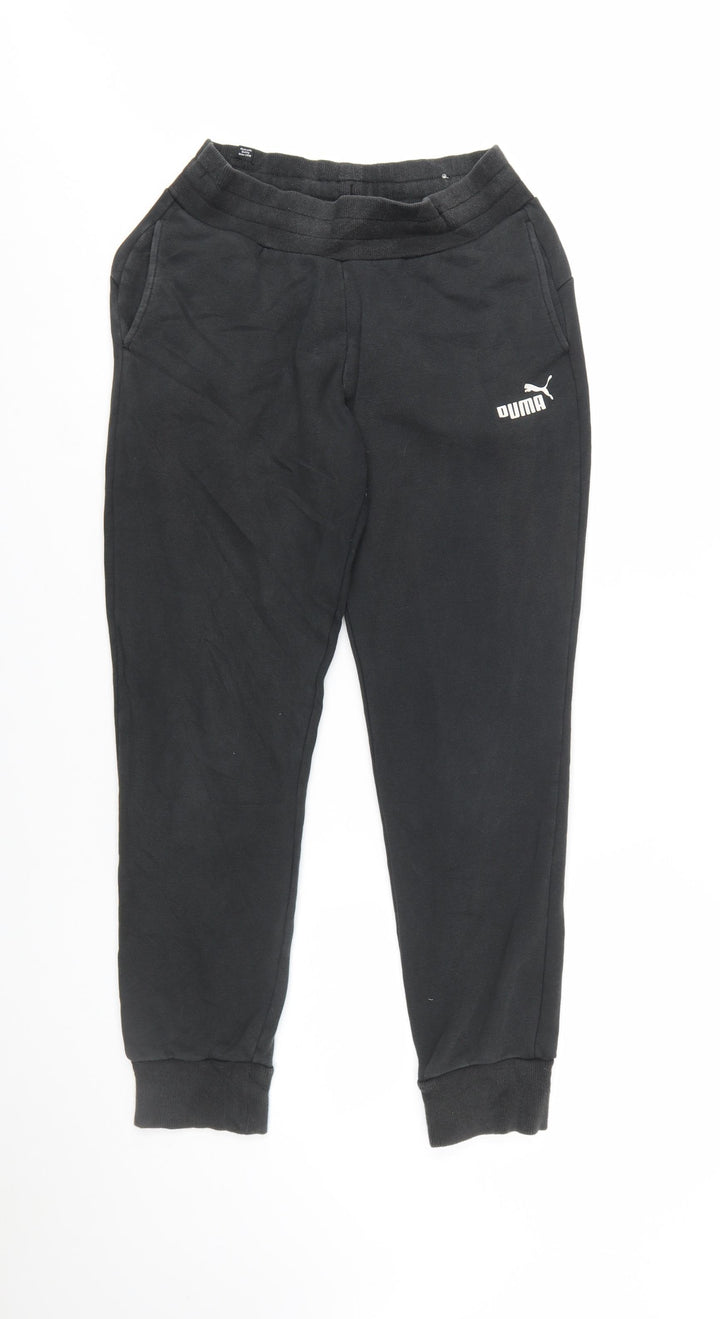 Puma Womens Black Jogger Trousers Size 10 Elastic Waist Cotton Blend