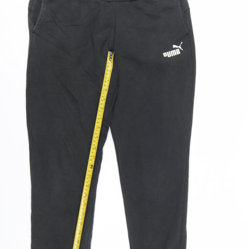 Puma Womens Black Jogger Trousers Size 10 Elastic Waist Cotton Blend
