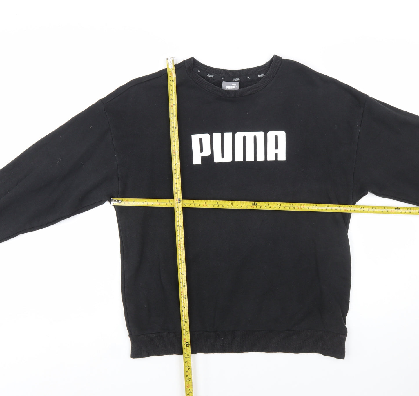 Puma Womens Black Crew Neck Pullover Sweatshirt Size 14