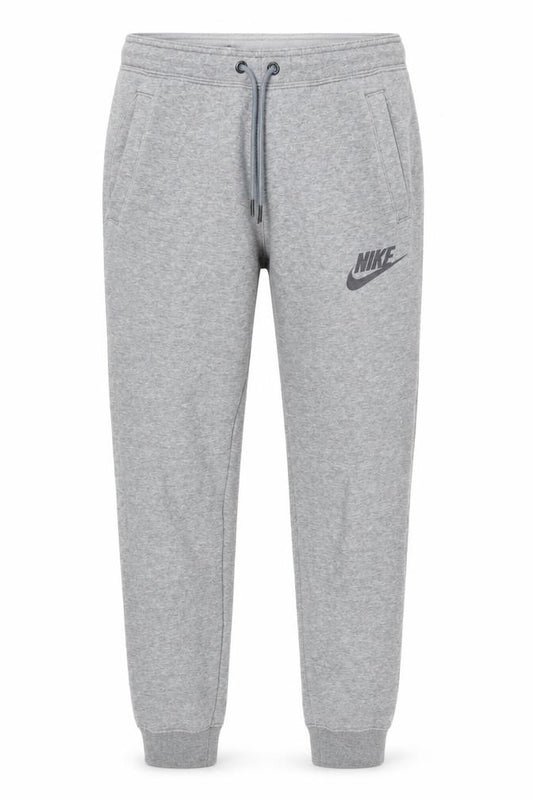 Front view of Nike Men's Grey XS Jogger Sweatpants with Logo and Drawstring