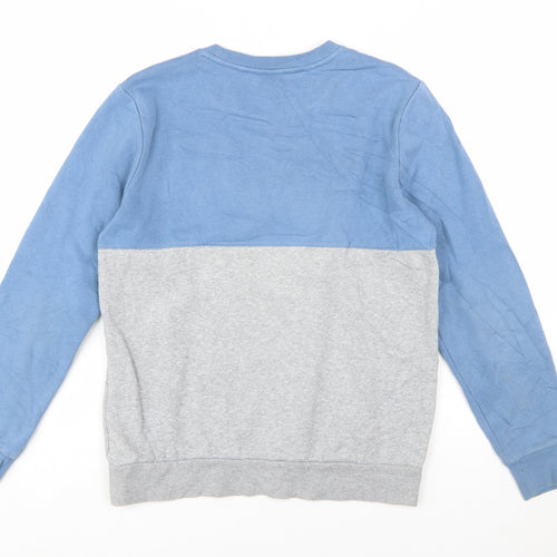 Adidas Boys Blue Grey Colourblock Crew Neck Sweatshirt Size 13-14 Years