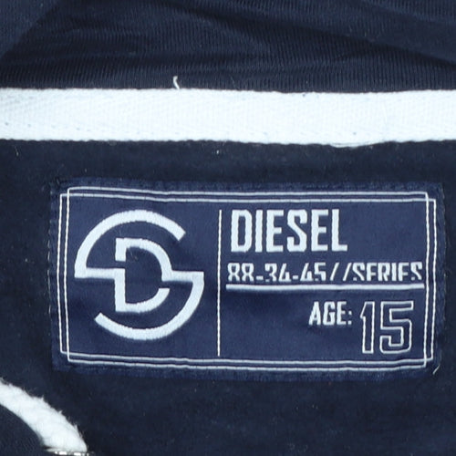 Diesel Boys Navy Blue Pullover Hoodie Age 15 Cotton Blend Casual