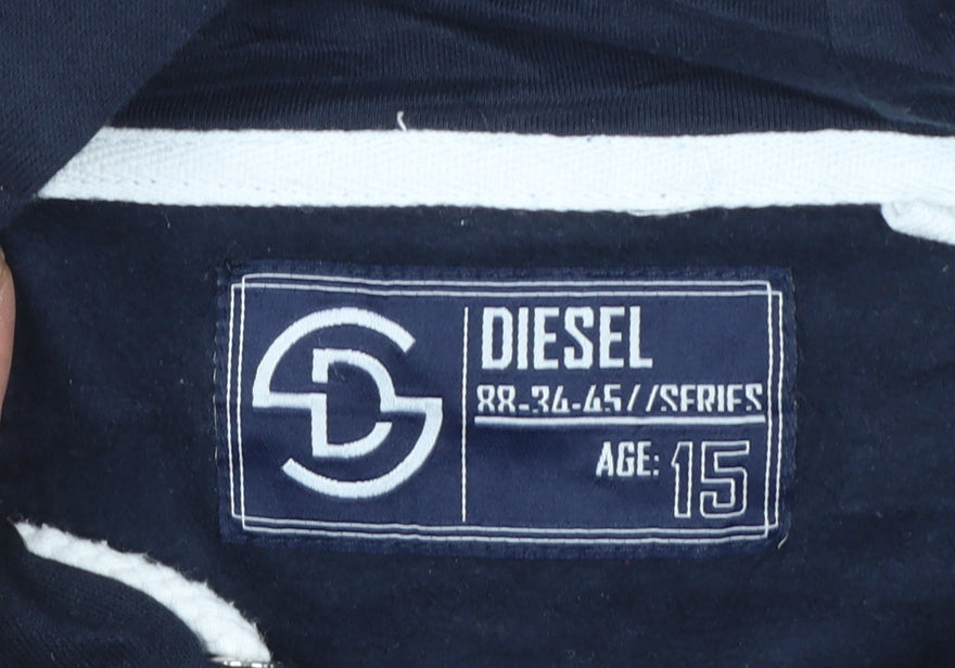 Diesel Boys Navy Blue Pullover Hoodie Age 15 Cotton Blend Casual