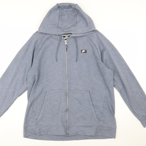 Nike Men's Blue Full Zip Hoodie Size L Lightweight Cotton Blend