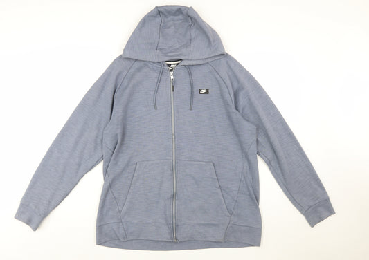Nike Men's Blue Full Zip Hoodie Size L Lightweight Cotton Blend