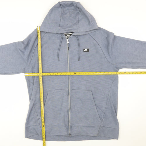 Nike Men's Blue Full Zip Hoodie Size L Lightweight Cotton Blend