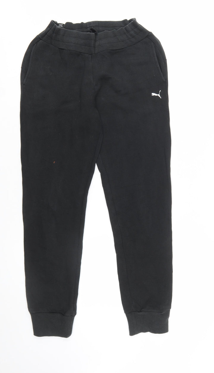 Puma Womens Black Jogger Sweatpants Size 8 Regular Fit Fleece