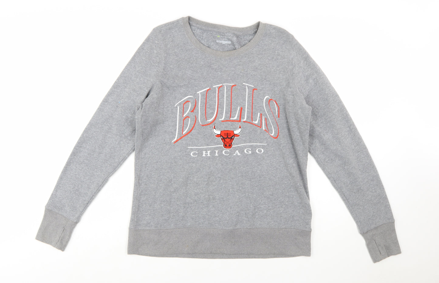 Tek Gear Womens Grey Chicago Bulls Sweatshirt Size L Classic Fit