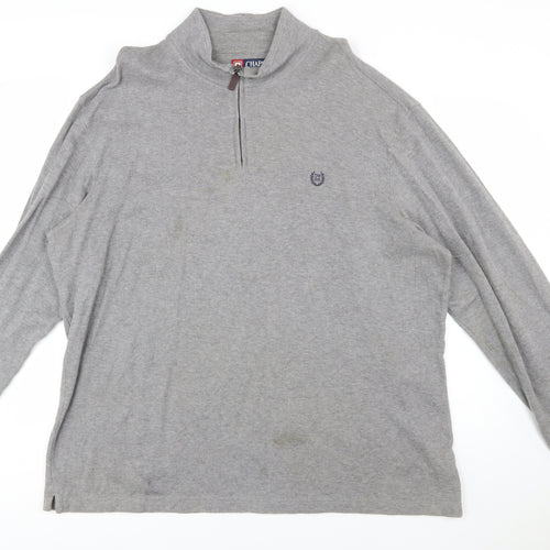 Chaps Men's Grey 2XL Cotton 1/4 Zip Mock Neck Sweatshirt