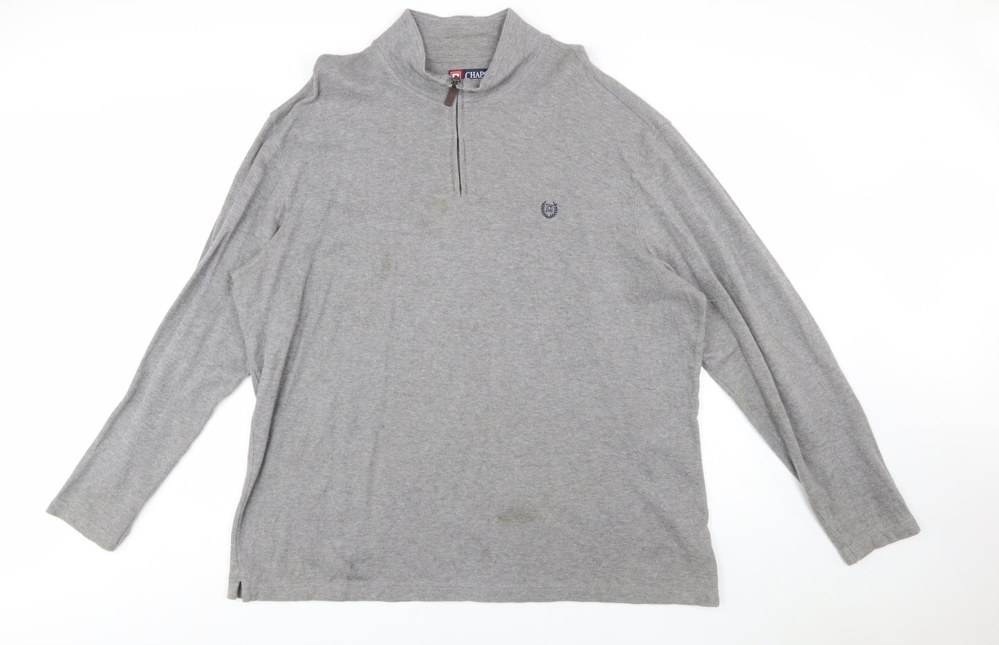 Chaps Men's Grey 2XL Cotton 1/4 Zip Mock Neck Sweatshirt