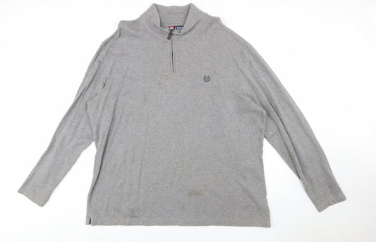 Chaps Men's Grey 2XL Cotton 1/4 Zip Mock Neck Sweatshirt