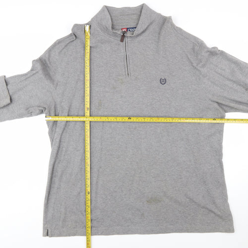 Chaps Men's Grey 2XL Cotton 1/4 Zip Mock Neck Sweatshirt