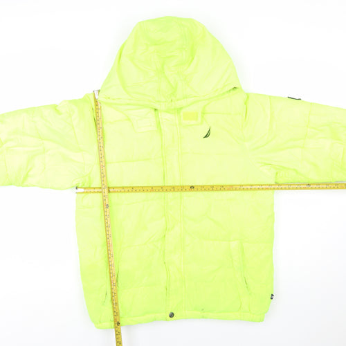 Nautica Womens Yellow Hooded Puffer Jacket XL Water Resistant