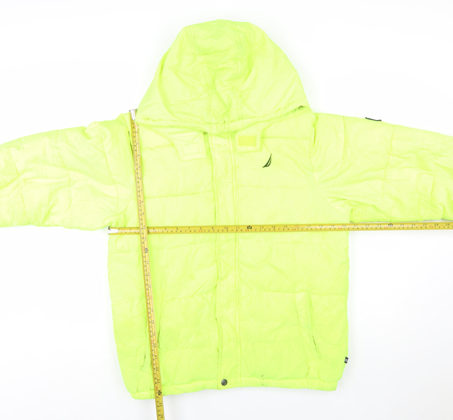 Nautica Womens Yellow Hooded Puffer Jacket XL Water Resistant