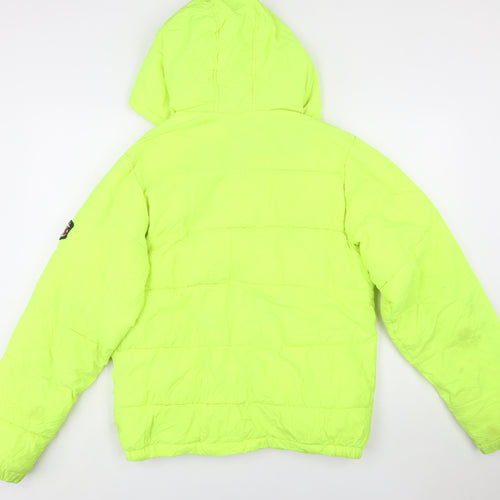 Nautica Womens Yellow Hooded Puffer Jacket XL Water Resistant