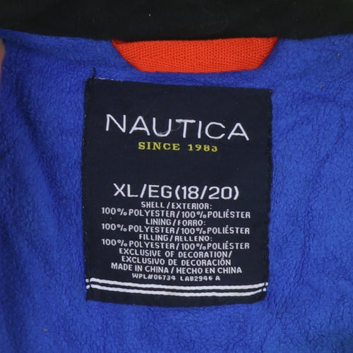 Nautica Womens Yellow Hooded Puffer Jacket XL Water Resistant