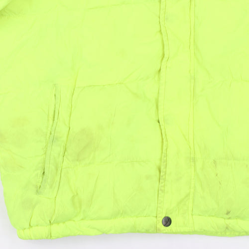 Nautica Womens Yellow Hooded Puffer Jacket XL Water Resistant