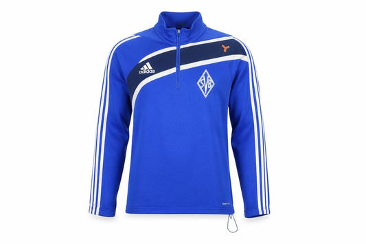 Front view of Adidas Men’s Blue 1/4 Zip ClimaCool Sports Sweatshirt M Regular Fit