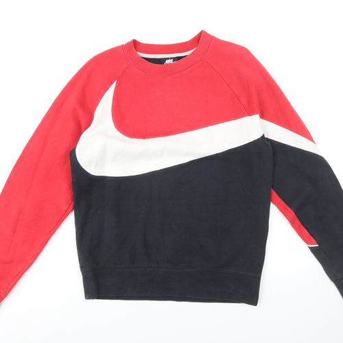 Nike Men's Red Colour Block Crew Neck Sweatshirt Size S