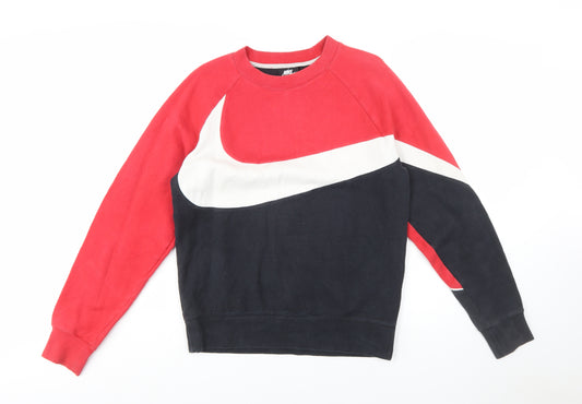 Nike Men's Red Colour Block Crew Neck Sweatshirt Size S