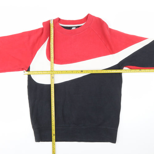 Nike Men's Red Colour Block Crew Neck Sweatshirt Size S