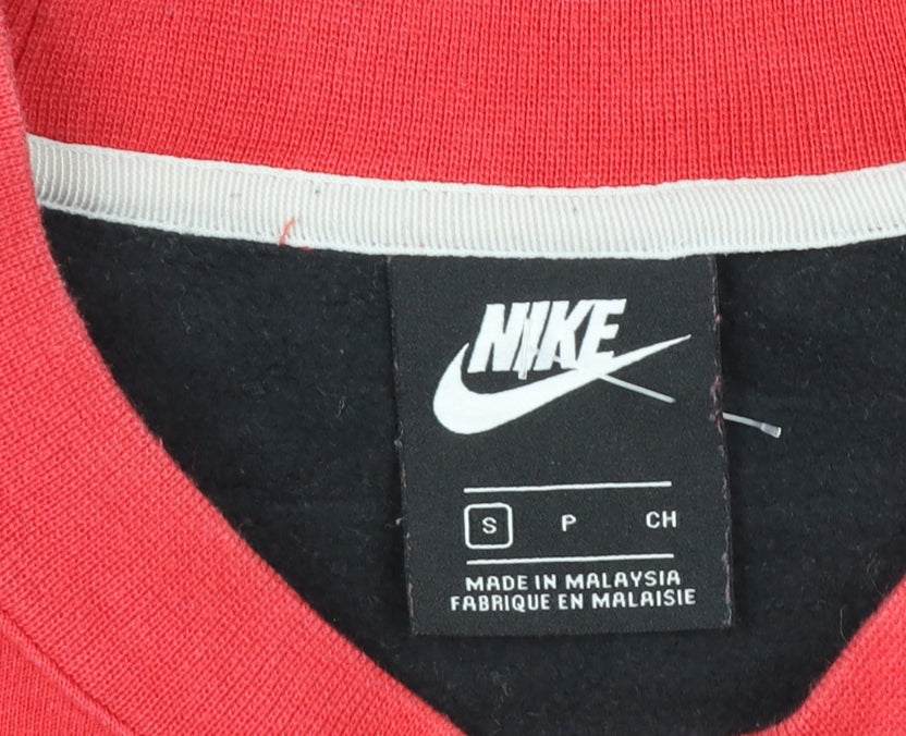 Nike Men's Red Colour Block Crew Neck Sweatshirt Size S