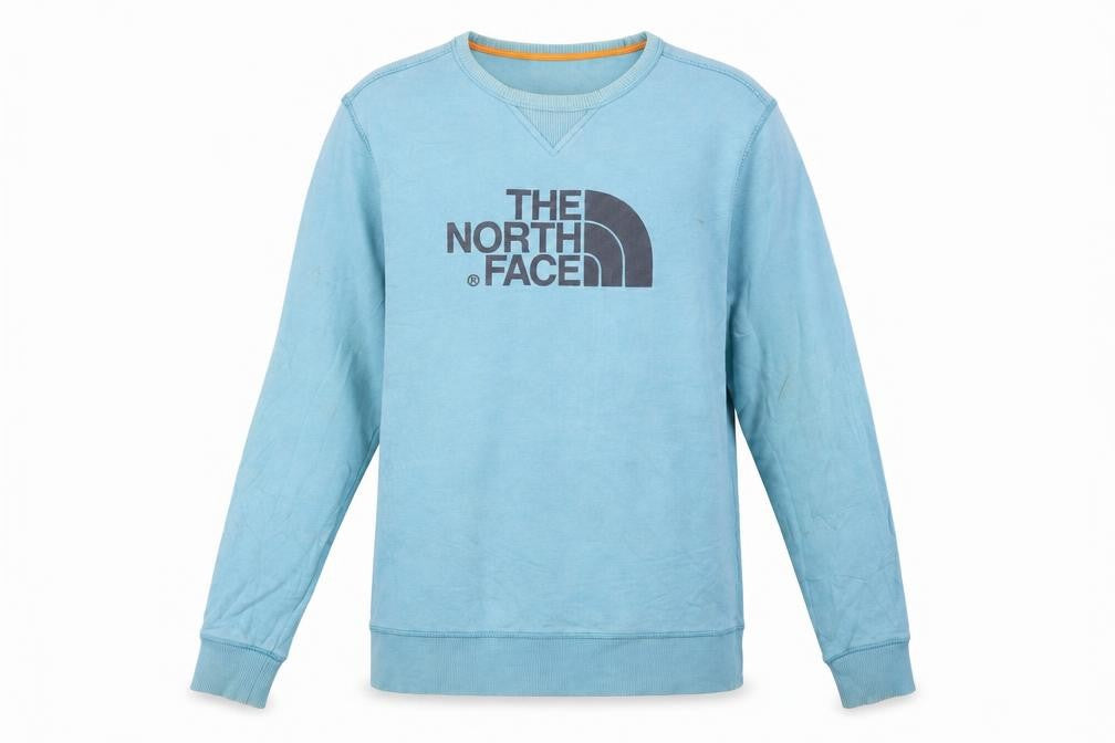 Front view of The North Face Men’s Blue Cotton Crew Neck Pullover Sweatshirt S
