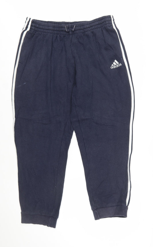 Adidas Men's Blue XL Joggers with Stripes and Logo