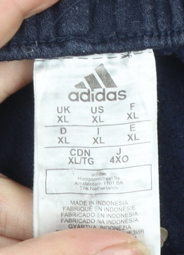 Adidas Men's Blue XL Joggers with Stripes and Logo