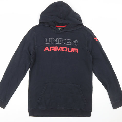 Under Armour Boys Black Pullover Hoodie YXL Loose Fit ColdGear