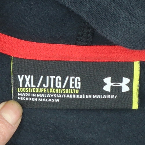 Under Armour Boys Black Pullover Hoodie YXL Loose Fit ColdGear
