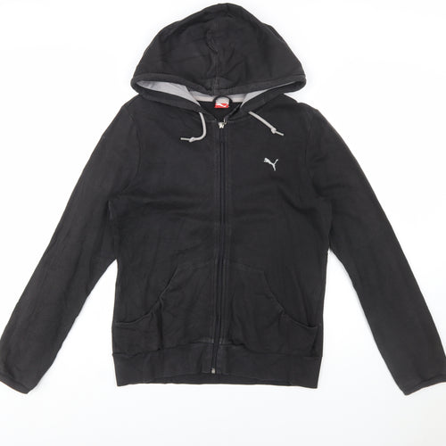 Puma Women Black Full Zip Hoodie UK 14 Cotton Blend Casual