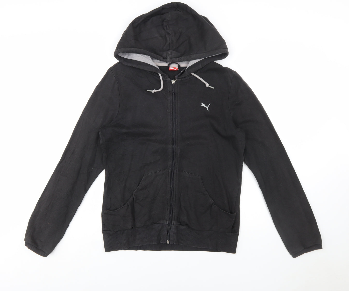 Puma Women Black Full Zip Hoodie UK 14 Cotton Blend Casual