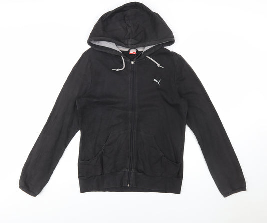 Puma Women Black Full Zip Hoodie UK 14 Cotton Blend Casual