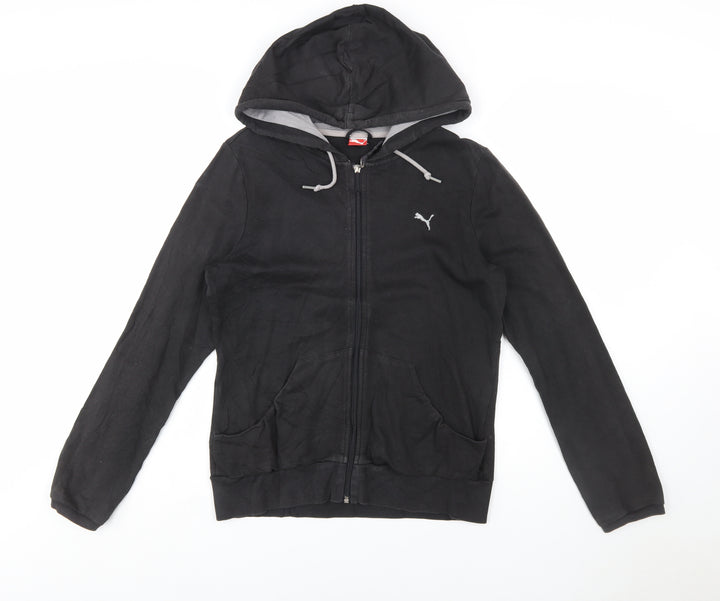 Puma Women Black Full Zip Hoodie UK 14 Cotton Blend Casual