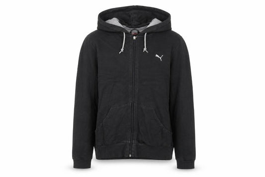 Front view of Puma Women Black Full Zip Hoodie UK 14 Cotton Blend Casual