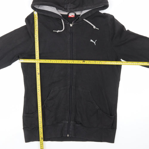 Puma Women Black Full Zip Hoodie UK 14 Cotton Blend Casual