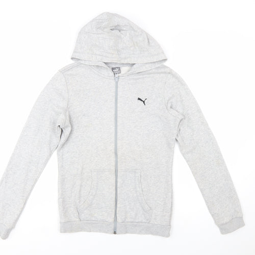 Puma Boys Grey Full Zip Hoodie Size 14-15 Years Cotton Blend