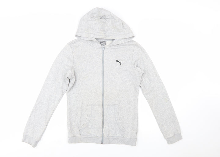 Puma Boys Grey Full Zip Hoodie Size 14-15 Years Cotton Blend