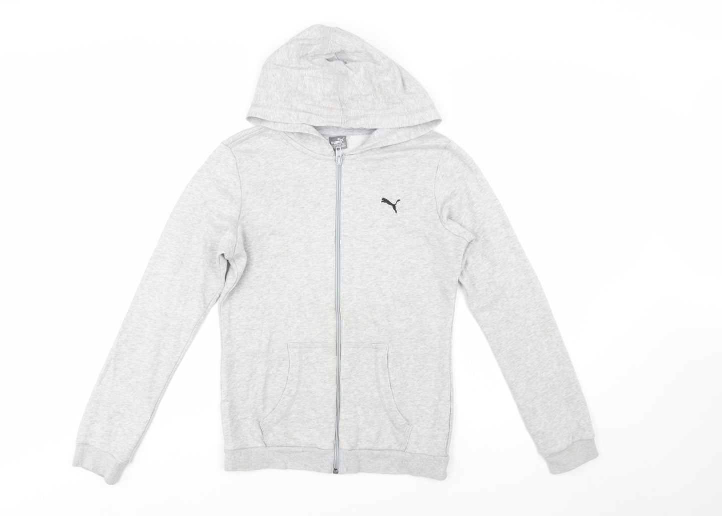 Puma Boys Grey Full Zip Hoodie Size 14-15 Years Cotton Blend