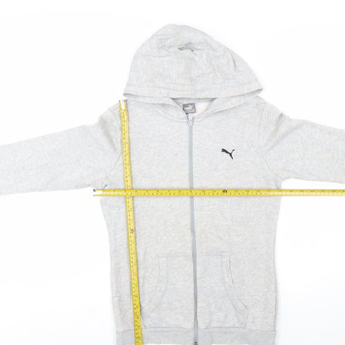 Puma Boys Grey Full Zip Hoodie Size 14-15 Years Cotton Blend